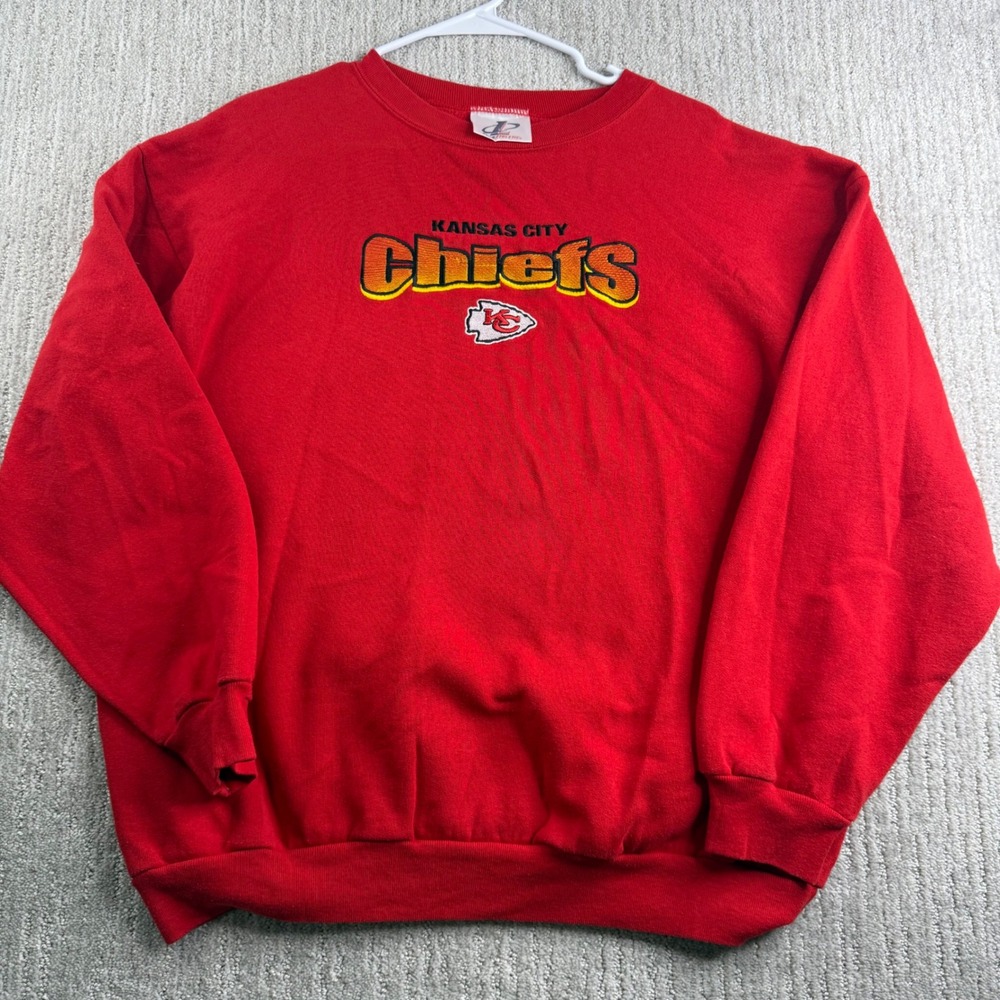 Vintage Kansas City Chiefs Sweatshirt Red Mens Size Large NFL Logo Athletic